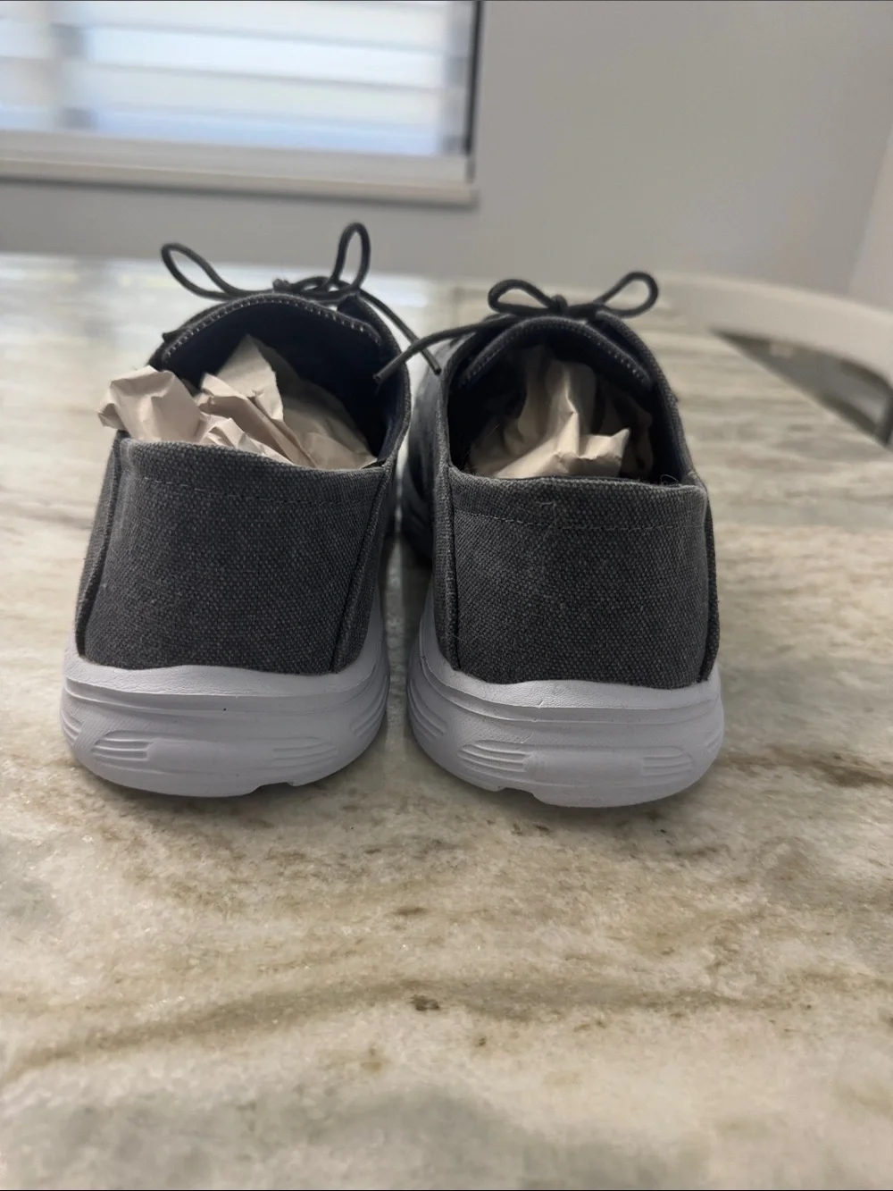 Men's Gray Canvas Boat Shoes with White Sole